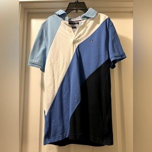 Cotton color splice stripe Tommy Hilfiger polo. 10/10 condition. Nonsmoking.